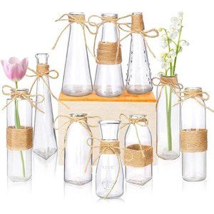 10pcs Small Bud Glass Vases for Flowers Wedding Decorations,Mini Vintage Vase